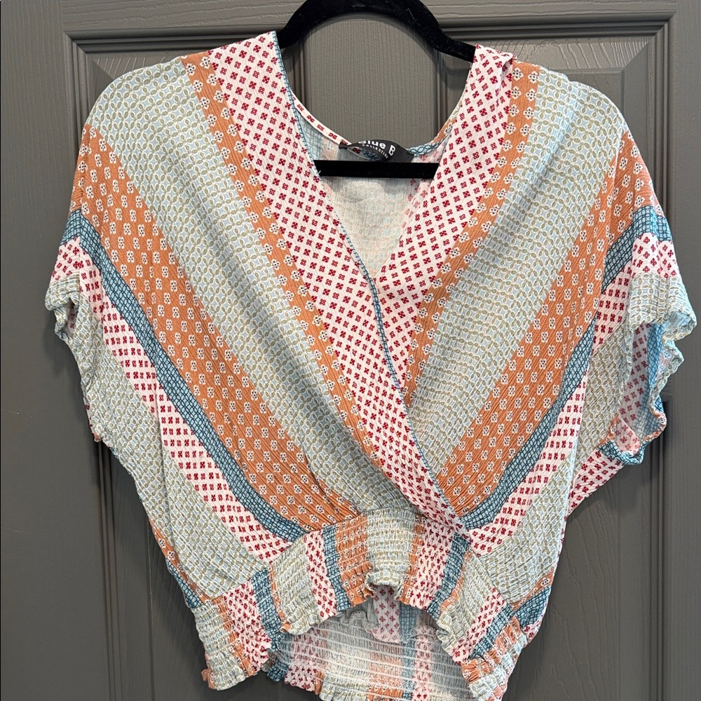 Multicolor Wrap Blue B Sz M Top blouse
